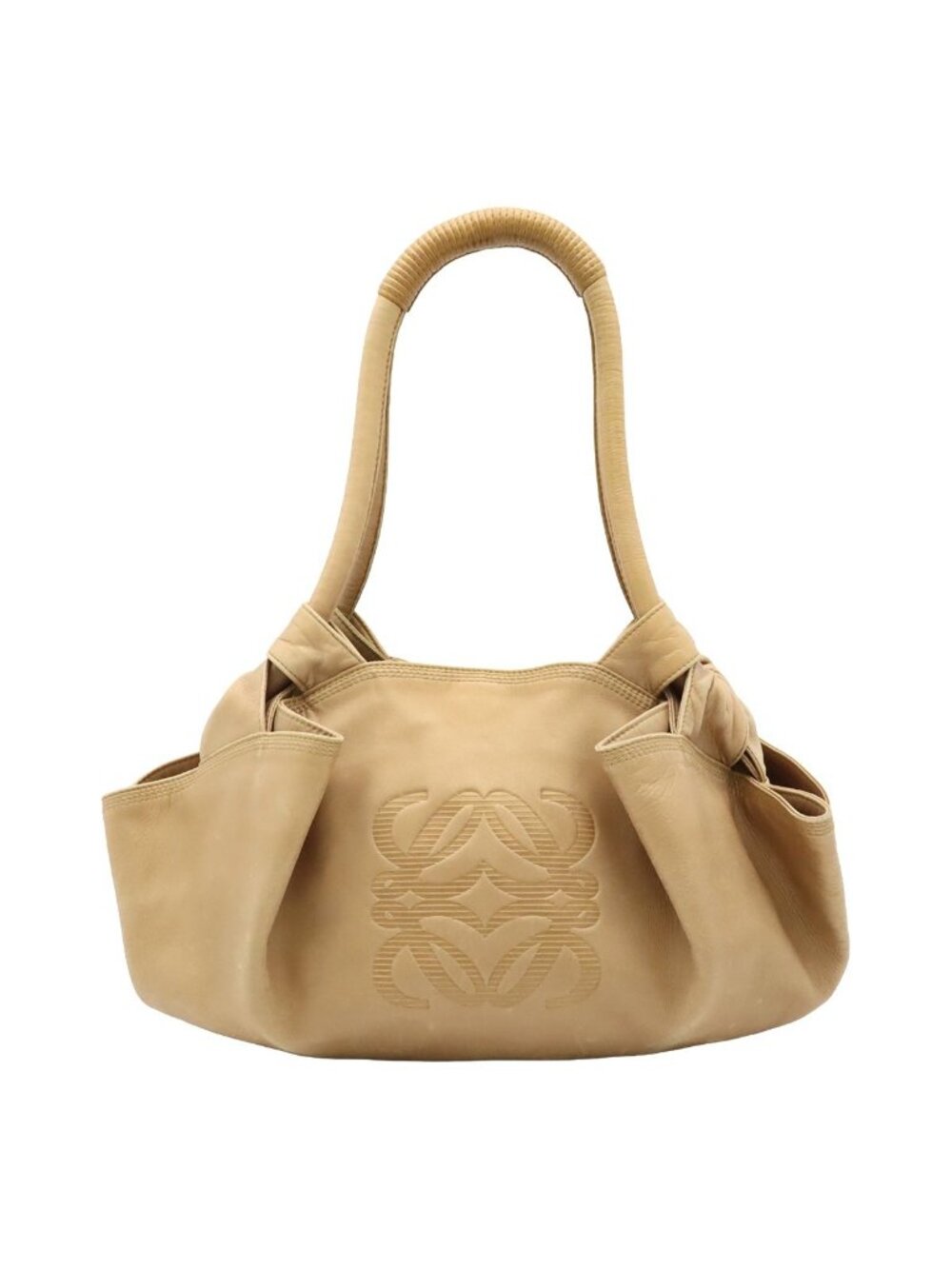 Loewe Anagram Nappa Aire Handbag One Handle Leather Champagne Gold